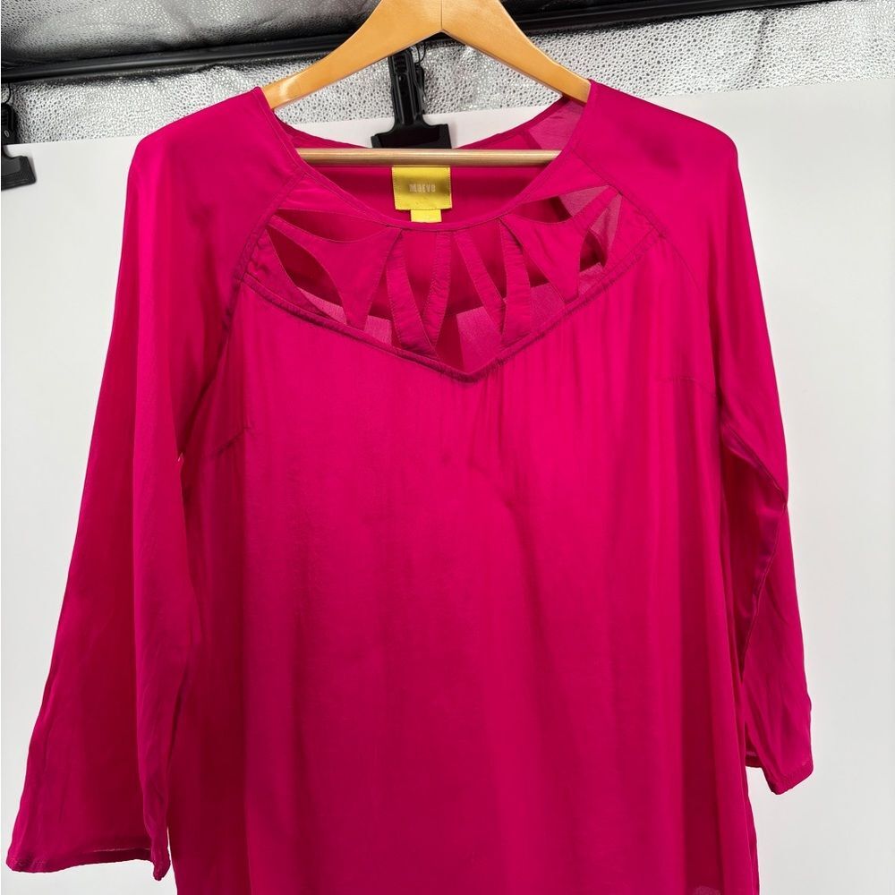 Anthropologie Maeve cutout lattice Pink Blouse size 12